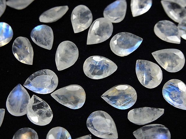 [Video]High Quality Rainbow Moonstone AAA- Loose stone Pear Shape Faceted 10x7mm 1pc