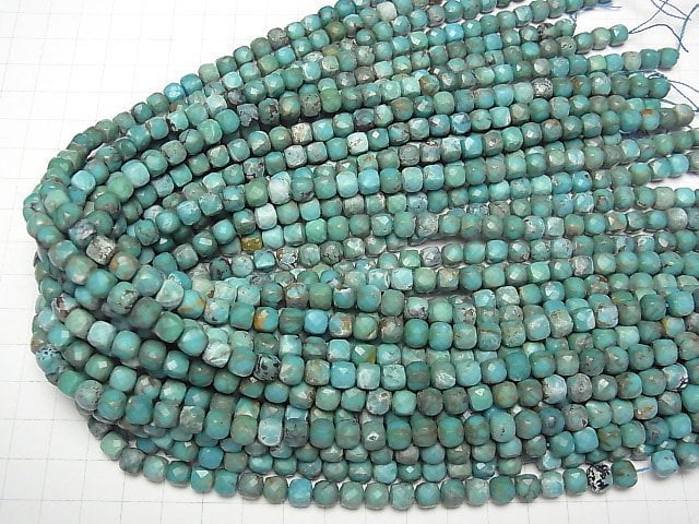 [Video]Turquoise AA++ Cube Shape 6x6x6mm 1/4 or 1strand beads (aprx.15inch/36cm)