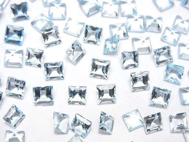 [Video]High Quality Sky Blue Topaz AAA Loose stone Square Faceted 4x4mm 10pcs