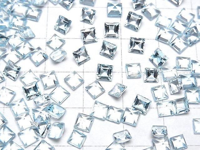 [Video] High Quality Sky Blue Topaz AAA Loose Stone, Square Faceted, 4x4mm, 5pcs
