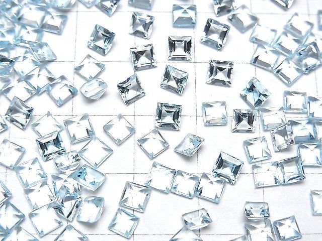 [Video]High Quality Sky Blue Topaz AAA Loose stone Square Faceted 4x4mm 10pcs