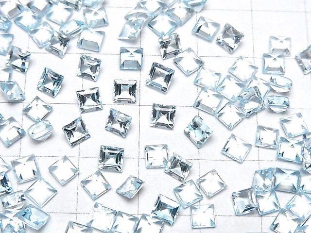 [Video] High Quality Sky Blue Topaz AAA Loose Stone, Square Faceted, 4x4mm, 5pcs