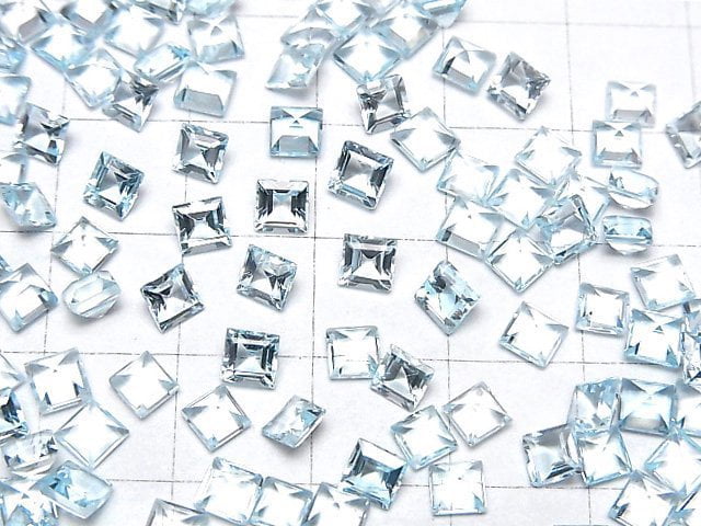 [Video]High Quality Sky Blue Topaz AAA Loose stone Square Faceted 4x4mm 10pcs