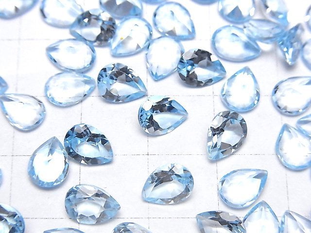 [Video]High Quality Sky Blue Topaz AAA Loose stone Pear shape Faceted 8x6mm 5pcs