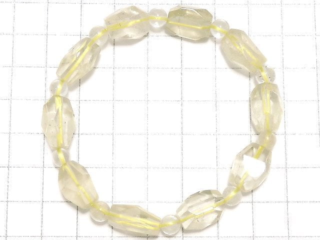 [Video][One of a kind] Libyan Desert Glass Faceted Nugget & Round Bracelet NO.3