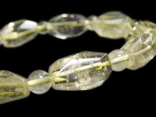 [Video][One of a kind] Libyan Desert Glass Faceted Nugget & Round Bracelet NO.6