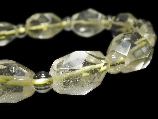 [Video][One of a kind] Libyan Desert Glass Faceted Nugget & Round Bracelet NO.7