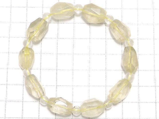 [Video][One of a kind] Libyan Desert Glass Faceted Nugget & Round Bracelet NO.8