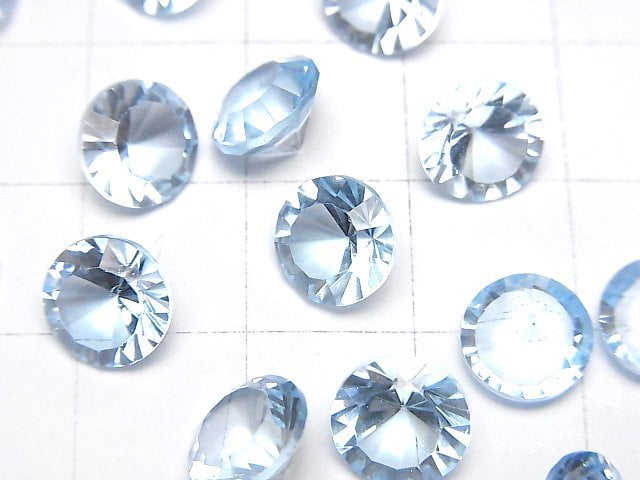 [Video]High Quality Sky Blue Topaz AAA Loose stone Round Concave Cut 8x8mm 2pcs