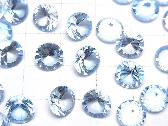 [Video]High Quality Sky Blue Topaz AAA Loose stone Round Concave Cut 8x8mm 2pcs