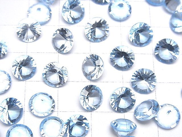 [Video]High Quality Sky Blue Topaz AAA Loose stone Round Concave Cut 8x8mm 2pcs