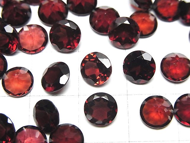 [Video]High Quality Mozambique Garnet AAA Loose stone Round Faceted 7x7mm 3pcs