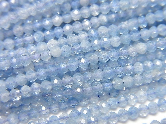 [Video]High Quality! Aquamarine AA++ Faceted Round 2mm 1strand beads (aprx.15inch/38cm)
