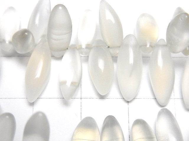 [Video]High Quality White Moonstone AA++ Marquise Rice (Smooth) half or 1strand beads (aprx.7inch/18cm)