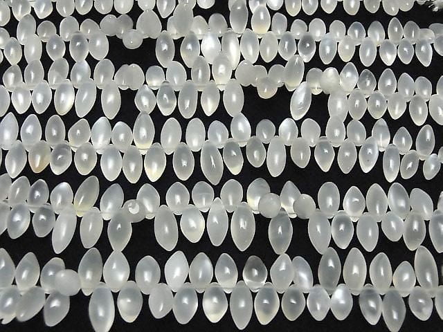 [Video]High Quality White Moonstone AA++ Marquise Rice (Smooth) half or 1strand beads (aprx.7inch/18cm)