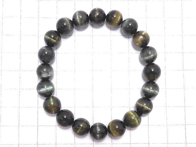 [Video][One of a kind] Tourmaline Cat's Eye Round 9.5mm Bracelet NO.9