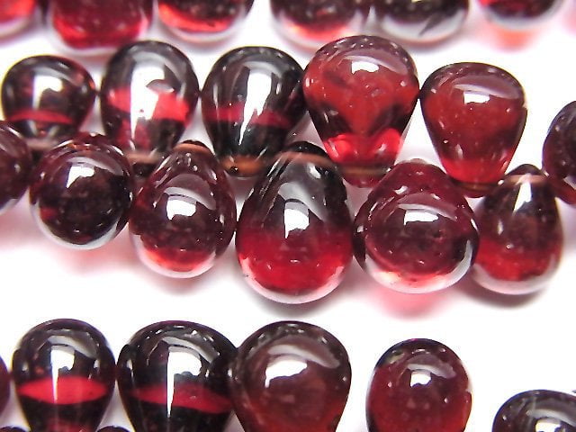 [Video]High Quality Mozambique Garnet AAA- Drop (Smooth) half or 1strand beads (aprx.7inch/18cm)