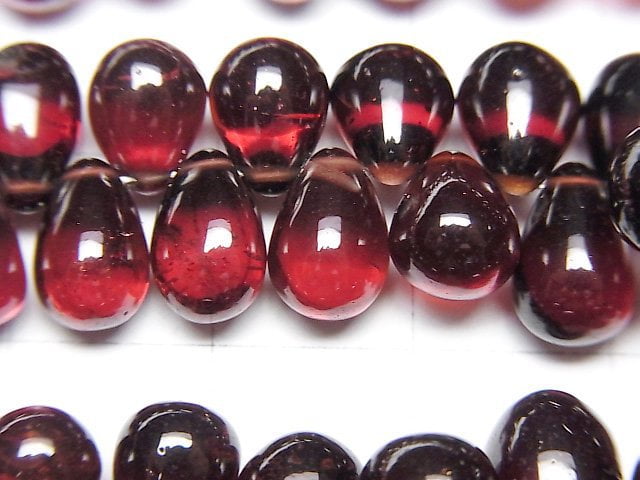 [Video]High Quality Mozambique Garnet AAA- Drop (Smooth) half or 1strand beads (aprx.7inch/18cm)