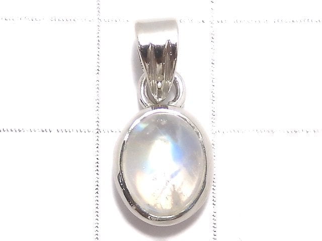 [Video][One of a kind] High Quality Rainbow Moonstone AAA Pendant Silver925 NO.41