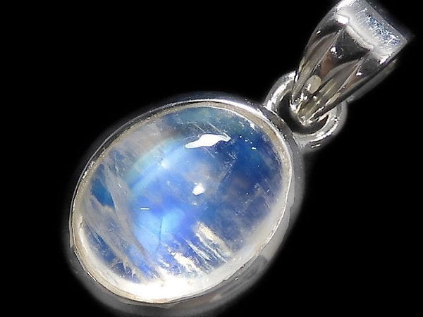 [Video][One of a kind] High Quality Rainbow Moonstone AAA Pendant Silver925 NO.47