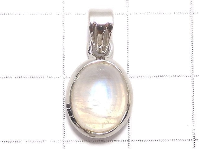 [Video][One of a kind] High Quality Rainbow Moonstone AAA Pendant Silver925 NO.47
