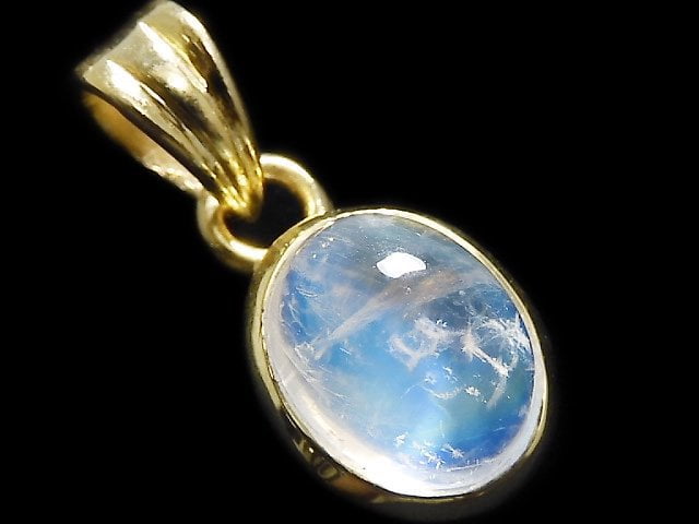 [Video][One of a kind] High Quality Rainbow Moonstone AAA Pendant 18KGP NO.52