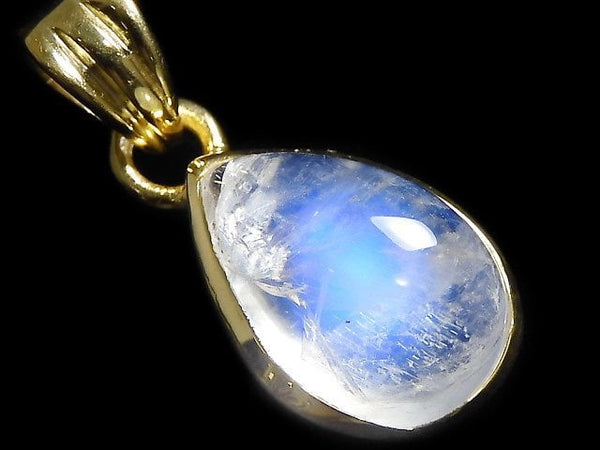 [Video][One of a kind] High Quality Rainbow Moonstone AAA Pendant 18KGP NO.57