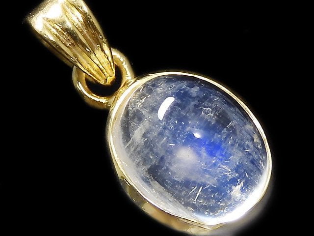 [Video][One of a kind] High Quality Rainbow Moonstone AAA Pendant 18KGP NO.59