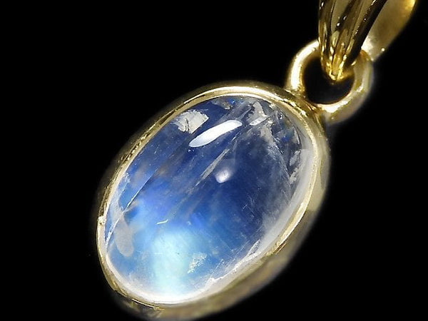 [Video][One of a kind] High Quality Rainbow Moonstone AAA Pendant 18KGP NO.60
