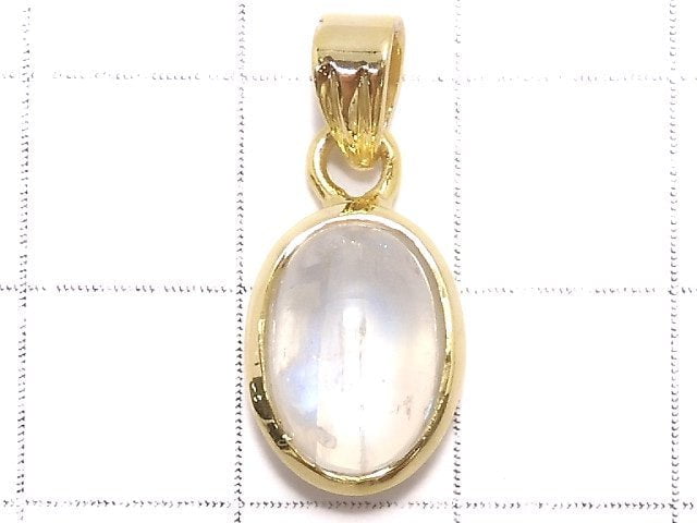 [Video][One of a kind] High Quality Rainbow Moonstone AAA Pendant 18KGP NO.60