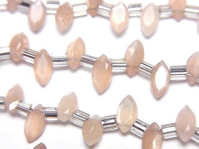 [Video]High Quality Peach Moonstone AA++ Marquise Faceted 6x3mm 1strand (18pcs)
