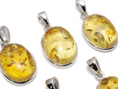 [Video] Baltic Amber Oval Pendant 17x13mm Silver925 1pc