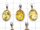 [Video] Baltic Amber Oval Pendant 17x13mm Silver925 1pc