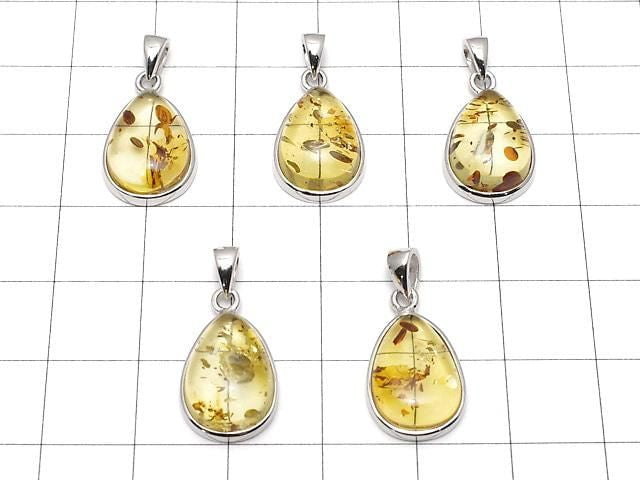 [Video] Baltic Amber Pear Shape Pendant 15x11mm Silver925 1pc