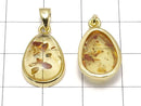 [Video] Baltic Amber Pear shape Pendant 15x11mm 18KGP 1pc