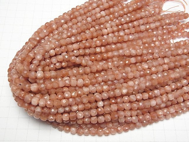 [Video]High Quality! Sunstone AA++ Cube Shape 6x6x6mm half or 1strand beads (aprx.15inch/36cm)