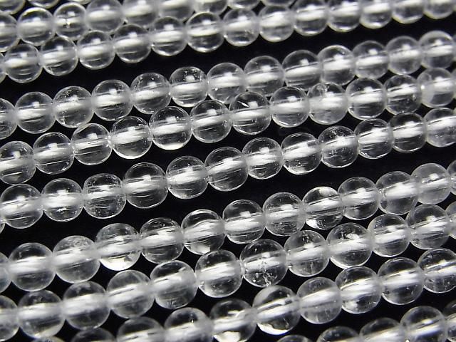 [Video]Crystal Quartz AAA- Round 4mm 1strand beads (aprx.15inch/36cm)