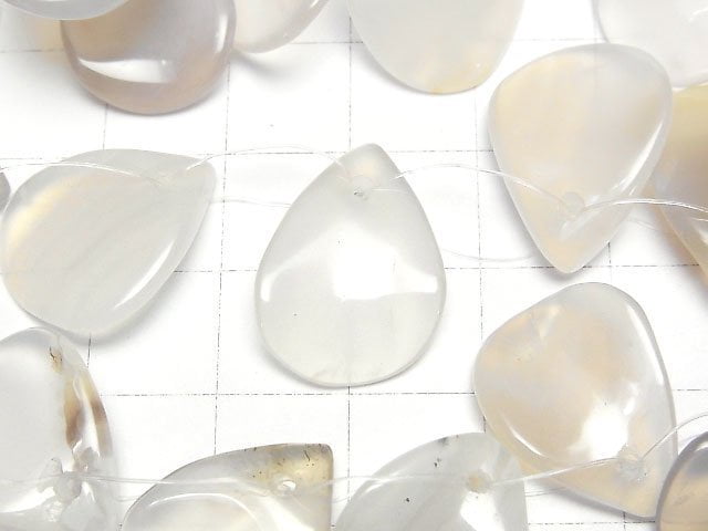 [Video] Gray Onyx (Natural Agate) Pear shape (petal) [M-L size] 1 strand (30cm)