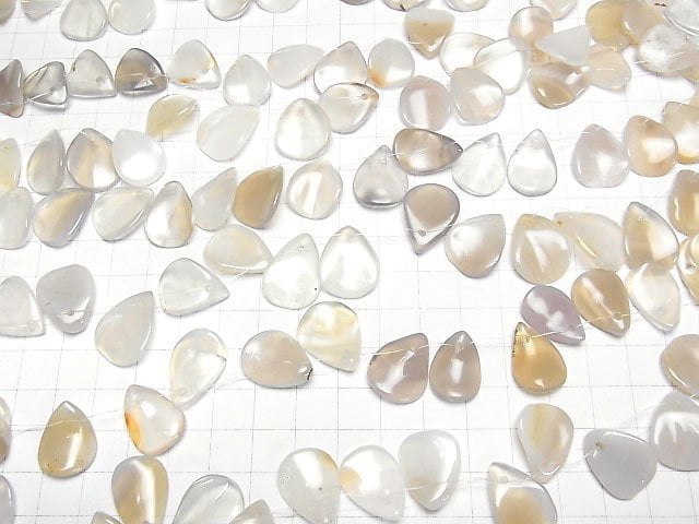 [Video] Gray Onyx (Natural Agate) Pear shape (petal) [M-L size] 1 strand (30cm)