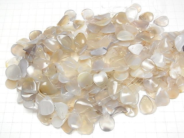 [Video] Gray Onyx (Natural Agate) Pear shape (petal) [M-L size] 1 strand (30cm)