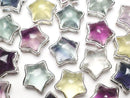[Video] Multi-color Fluorite AAA- Bezel Setting Star Motif Through Type Silver color 15mm 3pcs