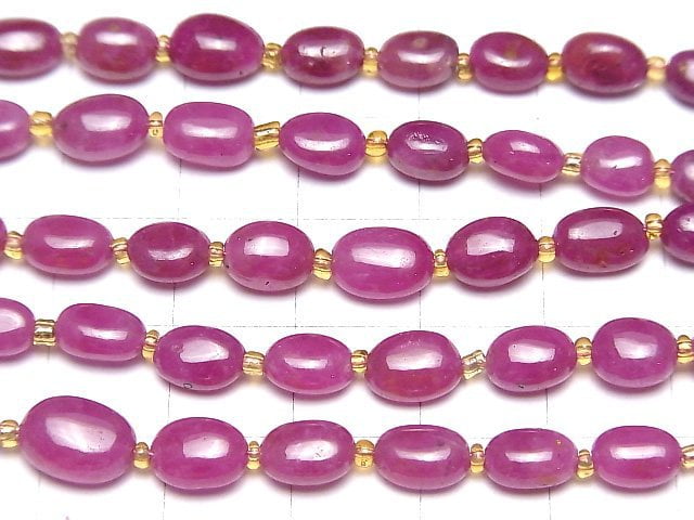 [Video]Ruby (Pink Sapphire)AA++ Oval half or 1strand (20pcs)