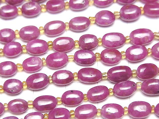 [Video]Ruby AA+ Oval half or 1strand (20pcs)