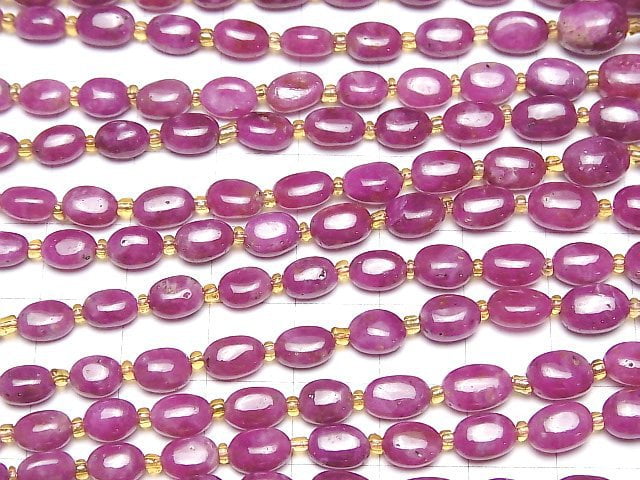 [Video]Ruby AA+ Oval half or 1strand (20pcs)