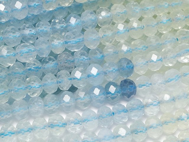 [Video]High Quality! Beryl Mix (Multicolor Aquamarine) AA++ Faceted Button Rondelle 4x4x3mm 1strand beads (aprx.15inch/37cm)