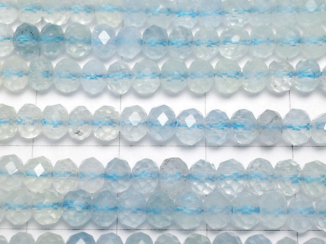 [Video]High Quality! Beryl Mix (Multicolor Aquamarine) AA++ Faceted Button Rondelle 4x4x3mm 1strand beads (aprx.15inch/37cm)