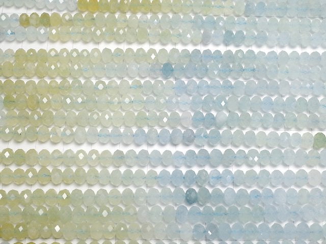 [Video]High Quality! Beryl Mix (Multicolor Aquamarine) AA+ Faceted Button Rondelle 6x6x4mm 1strand beads (aprx.15inch/37cm)