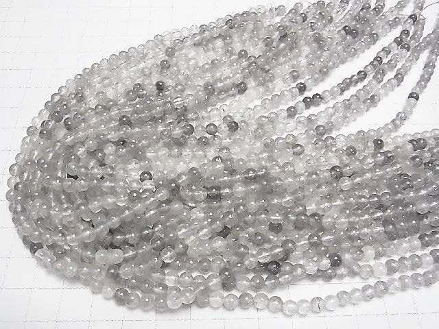 Gray quartz AA Round 4mm 1strand beads (aprx.15inch/38cm)