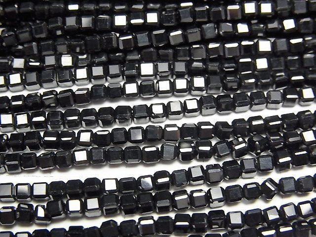 [Video]High Quality! Black Spinel AAA Cube Shape 2x2x2mm 1strand beads (aprx.15inch/37cm)