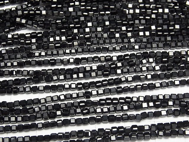 [Video]High Quality! Black Spinel AAA Cube Shape 2x2x2mm 1strand beads (aprx.15inch/37cm)